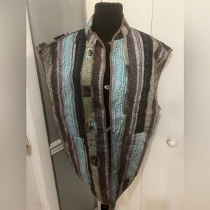 Reclaimed vintage unisex quilted vest in stripe